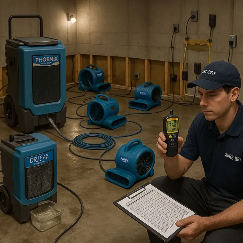 Structural Drying and Dehumidification process in Chambers County, TX